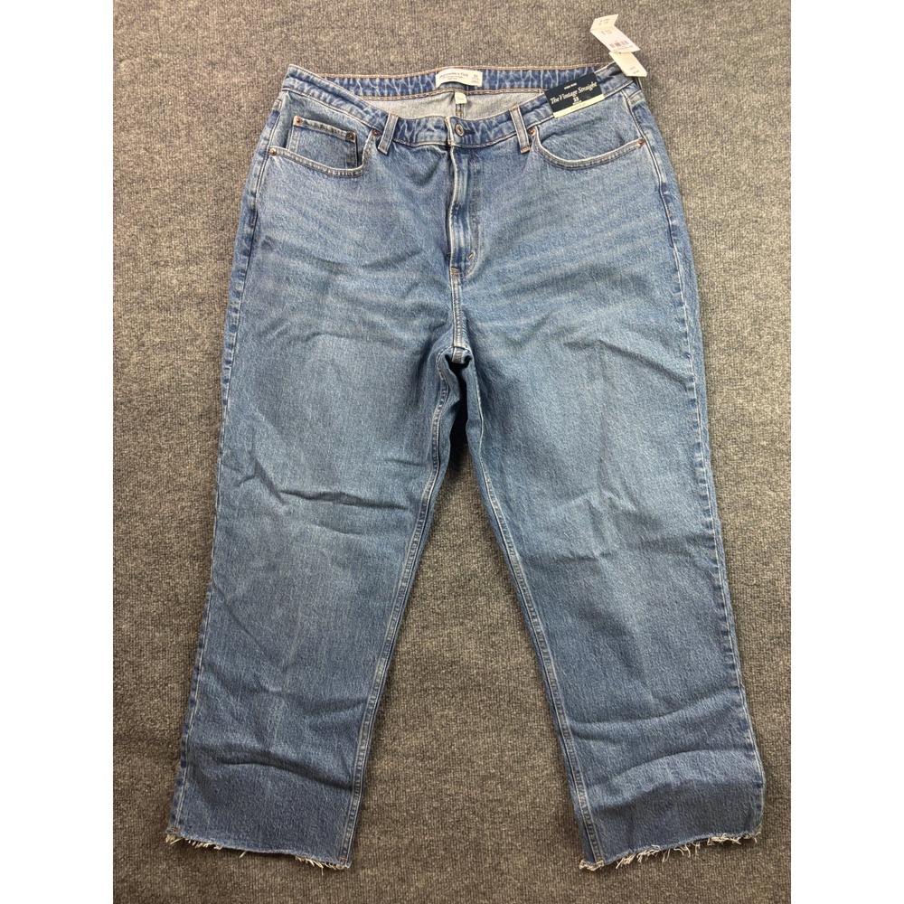 Abercrombie & Fitch Vintageβ Straight Jeans Womens 33 Blue Curve Love High Rise